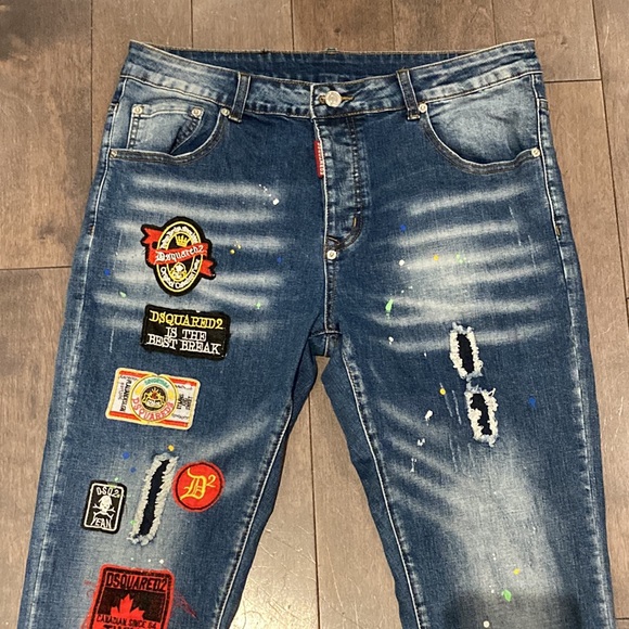 DSQUARED patchwork Kenny jeans, size 50 Italian - Picture 2 of 13